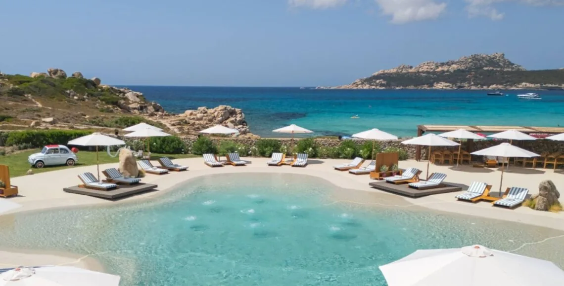 Beach-style pool overlooking the sea